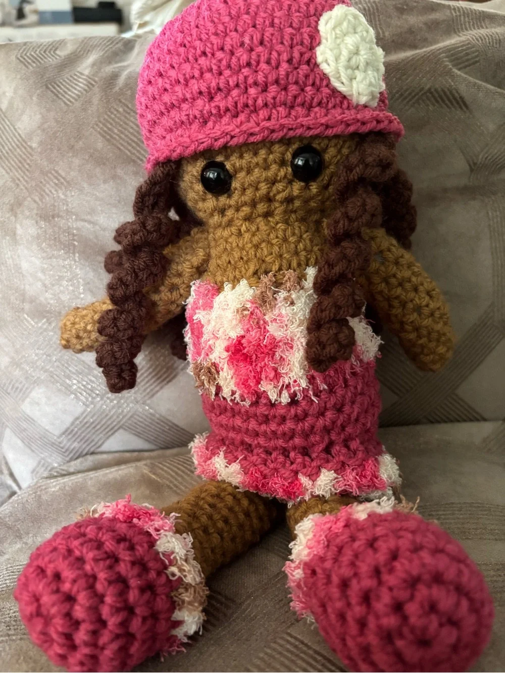 Handmade Pink Crochet Doll Hat & Outfit - Kids 3+